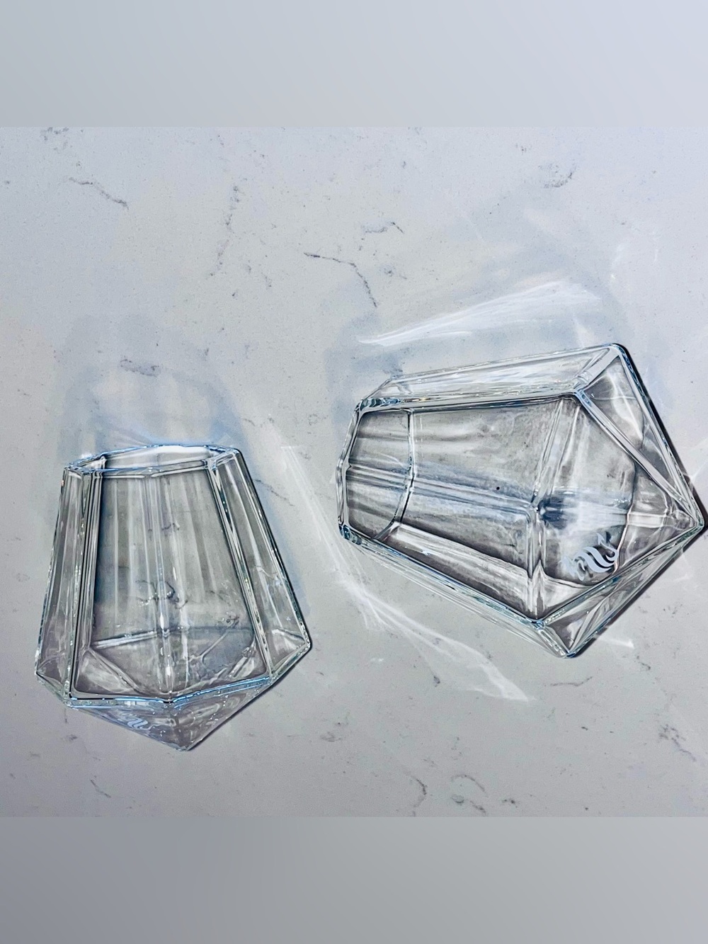 Dragon Glassware diamond-shaped wine, rocks glasses, set of 2 hold 10oz.